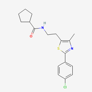 molecular formula C18H21ClN2OS B2537020 N-{2-[2-(4-chlorophenyl)-4-methyl-1,3-thiazol-5-yl]ethyl}cyclopentanecarboxamide CAS No. 946374-51-2