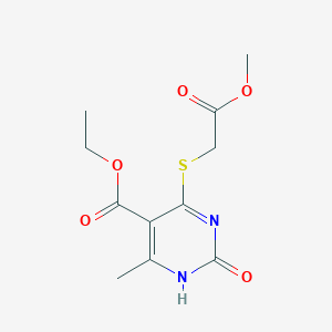 molecular formula C11H14N2O5S B2537030 Ethyl 4-((2-methoxy-2-oxoethyl)thio)-6-methyl-2-oxo-1,2-dihydropyrimidine-5-carboxylate CAS No. 900002-05-3