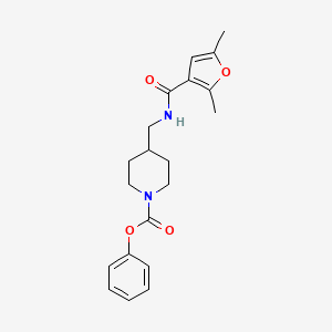 molecular formula C20H24N2O4 B2537106 Phenyl 4-((2,5-dimethylfuran-3-carboxamido)methyl)piperidine-1-carboxylate CAS No. 1235072-49-7