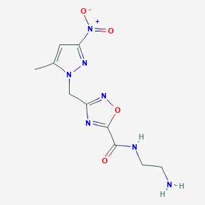 B2537151 N-(2-aminoethyl)-3-[(5-methyl-3-nitro-1H-pyrazol-1-yl)methyl]-1,2,4-oxadiazole-5-carboxamide CAS No. 1006992-29-5