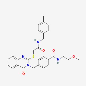 molecular formula C29H30N4O4S B2537157 N-(2-methoxyethyl)-4-({2-[({[(4-methylphenyl)methyl]carbamoyl}methyl)sulfanyl]-4-oxo-3,4-dihydroquinazolin-3-yl}methyl)benzamide CAS No. 1115324-26-9