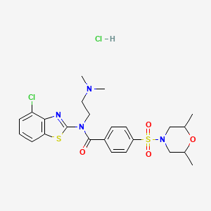 molecular formula C24H30Cl2N4O4S2 B2537295 N-(4-chloro-1,3-benzothiazol-2-yl)-N-[2-(dimethylamino)ethyl]-4-[(2,6-dimethylmorpholin-4-yl)sulfonyl]benzamide hydrochloride CAS No. 1322192-83-5
