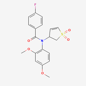 molecular formula C19H18FNO5S B2537304 N-(2,4-dimethoxyphenyl)-N-(1,1-dioxo-2,3-dihydro-1lambda6-thiophen-3-yl)-4-fluorobenzamide CAS No. 852439-45-3