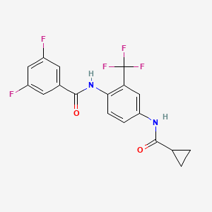 molecular formula C18H13F5N2O2 B2537337 N-[4-Cyclopropaneamido-2-(trifluoromethyl)phenyl]-3,5-difluorobenzamide CAS No. 949258-08-6