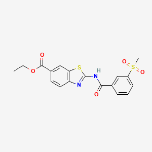 molecular formula C18H16N2O5S2 B2537411 Ethyl 2-(3-(methylsulfonyl)benzamido)benzo[d]thiazole-6-carboxylate CAS No. 896294-66-9