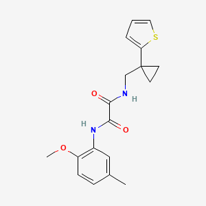 molecular formula C18H20N2O3S B2537449 N'-(2-methoxy-5-methylphenyl)-N-{[1-(thiophen-2-yl)cyclopropyl]methyl}ethanediamide CAS No. 1207041-51-7