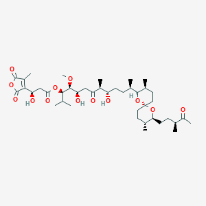 molecular formula C41H66O13 B025375 [(3R,4S,5R,8S,9S,12R)-12-[(2S,3S,6R,8S,9R)-3,9-Dimethyl-8-[(3S)-3-methyl-4-oxopentyl]-1,7-dioxaspiro[5.5]undecan-2-yl]-5,9-dihydroxy-4-methoxy-2,8-dimethyl-7-oxotridecan-3-yl] (3R)-3-hydroxy-3-(4-methyl-2,5-dioxofuran-3-yl)propanoate CAS No. 109946-35-2