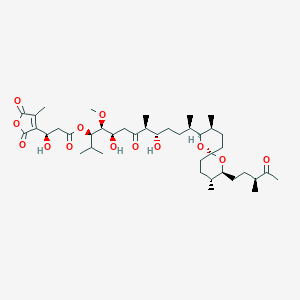 molecular formula C₄₁H₆₆O13 B025375 [(3R,4S,5R,8S,9S,12R)-12-[(2S,3S,6R,8S,9R)-3,9-Dimethyl-8-[(3S)-3-methyl-4-oxopentyl]-1,7-dioxaspiro[5.5]undecan-2-yl]-5,9-dihydroxy-4-methoxy-2,8-dimethyl-7-oxotridecan-3-yl] (3R)-3-hydroxy-3-(4-methyl-2,5-dioxofuran-3-yl)propanoate CAS No. 109946-35-2