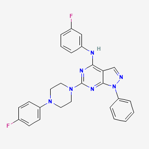 molecular formula C27H23F2N7 B2537564 N-(3-fluorophenyl)-6-[4-(4-fluorophenyl)piperazin-1-yl]-1-phenyl-1H-pyrazolo[3,4-d]pyrimidin-4-amine CAS No. 955304-49-1