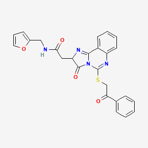 molecular formula C25H20N4O4S B2537581 N-[(furan-2-yl)methyl]-2-{3-oxo-5-[(2-oxo-2-phenylethyl)sulfanyl]-2H,3H-imidazo[1,2-c]quinazolin-2-yl}acetamide CAS No. 958613-46-2
