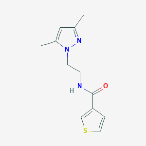 molecular formula C12H15N3OS B2537638 N-(2-(3,5-dimethyl-1H-pyrazol-1-yl)ethyl)thiophene-3-carboxamide CAS No. 1226436-23-2