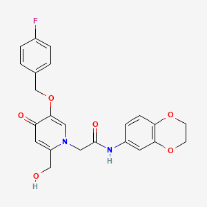 molecular formula C23H21FN2O6 B2537640 N-(2,3-dihydro-1,4-benzodioxin-6-yl)-2-{5-[(4-fluorophenyl)methoxy]-2-(hydroxymethyl)-4-oxo-1,4-dihydropyridin-1-yl}acetamide CAS No. 946227-82-3