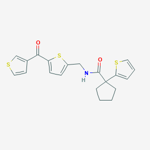 B2537643 1-(thiophen-2-yl)-N-((5-(thiophene-3-carbonyl)thiophen-2-yl)methyl)cyclopentanecarboxamide CAS No. 1797078-41-1