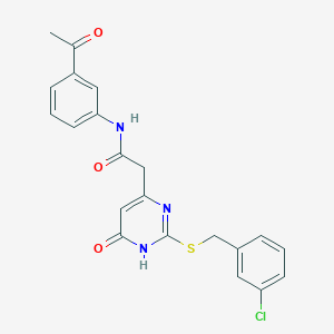 molecular formula C21H18ClN3O3S B2537655 N-(3-acetylphenyl)-2-(2-((3-chlorobenzyl)thio)-6-oxo-1,6-dihydropyrimidin-4-yl)acetamide CAS No. 1105239-32-4