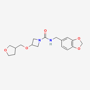 molecular formula C17H22N2O5 B2537695 N-(benzo[d][1,3]dioxol-5-ylmethyl)-3-((tetrahydrofuran-3-yl)methoxy)azetidine-1-carboxamide CAS No. 2309553-26-0