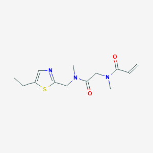 molecular formula C13H19N3O2S B2537728 N-[2-[(5-Ethyl-1,3-thiazol-2-yl)methyl-methylamino]-2-oxoethyl]-N-methylprop-2-enamide CAS No. 2200536-66-7
