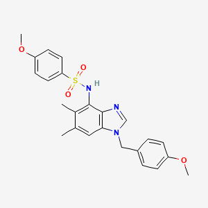 molecular formula C24H25N3O4S B2537751 4-methoxy-N-[1-(4-methoxybenzyl)-5,6-dimethyl-1H-1,3-benzimidazol-4-yl]benzenesulfonamide CAS No. 338954-91-9