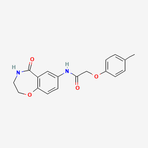 molecular formula C18H18N2O4 B2537753 N-(5-oxo-2,3,4,5-tetrahydrobenzo[f][1,4]oxazepin-7-yl)-2-(p-tolyloxy)acetamide CAS No. 922027-28-9