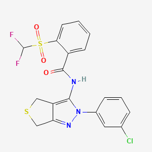 molecular formula C19H14ClF2N3O3S2 B2537764 N-[2-(3-chlorophenyl)-2H,4H,6H-thieno[3,4-c]pyrazol-3-yl]-2-difluoromethanesulfonylbenzamide CAS No. 893937-47-8