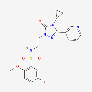 molecular formula C19H20FN5O4S B2537771 N-(2-(4-cyclopropyl-5-oxo-3-(pyridin-3-yl)-4,5-dihydro-1H-1,2,4-triazol-1-yl)ethyl)-5-fluoro-2-methoxybenzenesulfonamide CAS No. 1788829-47-9
