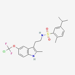 molecular formula C22H25ClF2N2O3S B2537776 N-{2-[5-(chlorodifluoromethoxy)-2-methyl-1H-indol-3-yl]ethyl}-2-methyl-5-(propan-2-yl)benzene-1-sulfonamide CAS No. 695194-66-2