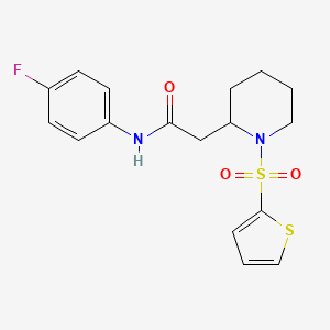 molecular formula C17H19FN2O3S2 B2537780 N-(4-fluorophenyl)-2-(1-(thiophen-2-ylsulfonyl)piperidin-2-yl)acetamide CAS No. 1105222-63-6