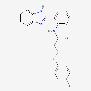 molecular formula C22H18FN3OS B2537793 N-(2-(1H-benzo[d]imidazol-2-yl)phenyl)-3-((4-fluorophenyl)thio)propanamide CAS No. 896353-11-0