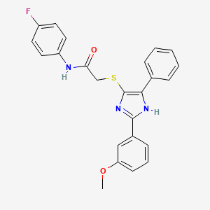 molecular formula C24H20FN3O2S B2537796 N-(4-Fluorophenyl)-2-{[2-(3-methoxyphenyl)-5-phenyl-1H-imidazol-4-YL]sulfanyl}acetamide CAS No. 865657-68-7