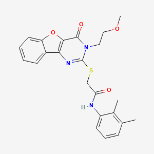 molecular formula C23H23N3O4S B2537803 N-(2,3-dimethylphenyl)-2-{[5-(2-methoxyethyl)-6-oxo-8-oxa-3,5-diazatricyclo[7.4.0.0^{2,7}]trideca-1(9),2(7),3,10,12-pentaen-4-yl]sulfanyl}acetamide CAS No. 866894-67-9