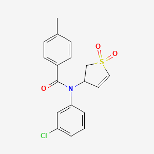 molecular formula C18H16ClNO3S B2537809 N-(3-chlorophenyl)-N-(1,1-dioxo-2,3-dihydro-1lambda6-thiophen-3-yl)-4-methylbenzamide CAS No. 863007-63-0