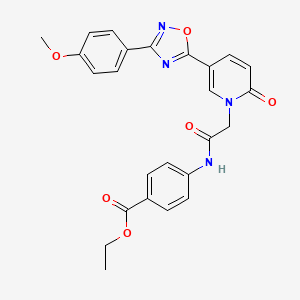 molecular formula C25H22N4O6 B2537819 Ethyl 4-(2-{5-[3-(4-methoxyphenyl)-1,2,4-oxadiazol-5-yl]-2-oxo-1,2-dihydropyridin-1-yl}acetamido)benzoate CAS No. 1112440-50-2