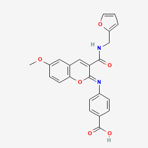 molecular formula C23H18N2O6 B2537838 4-{[(2Z)-3-{[(furan-2-yl)methyl]carbamoyl}-6-methoxy-2H-chromen-2-ylidene]amino}benzoic acid CAS No. 1321672-35-8