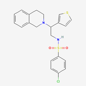 molecular formula C21H21ClN2O2S2 B2537841 4-chloro-N-(2-(3,4-dihydroisoquinolin-2(1H)-yl)-2-(thiophen-3-yl)ethyl)benzenesulfonamide CAS No. 954600-18-1