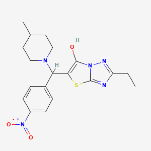 2-Ethyl-5-((4-methylpiperidin-1-yl)(4-nitrophenyl)methyl)thiazolo[3,2-b][1,2,4]triazol-6-ol