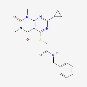N-benzyl-2-(7-cyclopropyl-1,3-dimethyl-2,4-dioxopyrimido[4,5-d]pyrimidin-5-yl)sulfanylacetamide