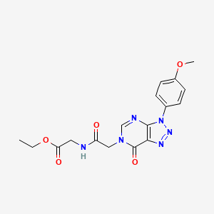 molecular formula C17H18N6O5 B2537857 ethyl 2-(2-(3-(4-methoxyphenyl)-7-oxo-3H-[1,2,3]triazolo[4,5-d]pyrimidin-6(7H)-yl)acetamido)acetate CAS No. 847387-11-5
