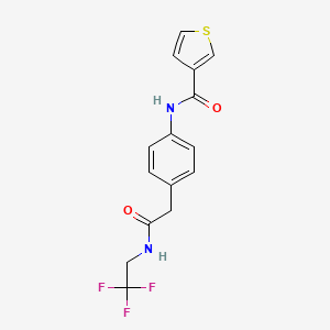 molecular formula C15H13F3N2O2S B2537878 N-(4-{[(2,2,2-trifluoroethyl)carbamoyl]methyl}phenyl)thiophene-3-carboxamide CAS No. 1235632-87-7