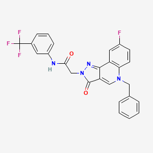 2-(5-benzyl-8-fluoro-3-oxo-3,5-dihydro-2H-pyrazolo[4,3-c]quinolin-2-yl)-N-(3-(trifluoromethyl)phenyl)acetamide