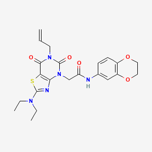 2-[6-allyl-2-(diethylamino)-5,7-dioxo-6,7-dihydro[1,3]thiazolo[4,5-d]pyrimidin-4(5H)-yl]-N-(2,3-dihydro-1,4-benzodioxin-6-yl)acetamide