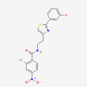 molecular formula C18H13ClFN3O3S B2537899 2-chloro-N-(2-(2-(3-fluorophenyl)thiazol-4-yl)ethyl)-4-nitrobenzamide CAS No. 897612-41-8