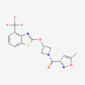 molecular formula C16H12F3N3O3S B2537916 (5-Methylisoxazol-3-yl)(3-((4-(trifluoromethyl)benzo[d]thiazol-2-yl)oxy)azetidin-1-yl)methanone CAS No. 1421453-07-7