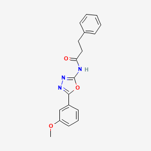 molecular formula C18H17N3O3 B2537929 N-(5-(3-methoxyphenyl)-1,3,4-oxadiazol-2-yl)-3-phenylpropanamide CAS No. 941937-57-1