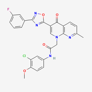 N-(3-chloro-4-methoxyphenyl)-2-{3-[3-(3-fluorophenyl)-1,2,4-oxadiazol-5-yl]-7-methyl-4-oxo-1,4-dihydro-1,8-naphthyridin-1-yl}acetamide
