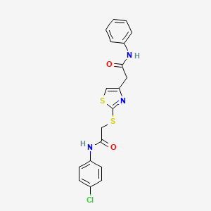 molecular formula C19H16ClN3O2S2 B2537972 N-(4-氯苯基)-2-((4-(2-氧代-2-(苯胺基)乙基)噻唑-2-基)硫代)乙酰胺 CAS No. 954018-29-2