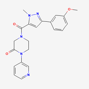 molecular formula C21H21N5O3 B2537984 4-[3-(3-methoxyphenyl)-1-methyl-1H-pyrazole-5-carbonyl]-1-(pyridin-3-yl)piperazin-2-one CAS No. 2097862-34-3