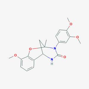 molecular formula C20H22N2O5 B2537990 3-(3,4-dimethoxyphenyl)-10-methoxy-2-methyl-5,6-dihydro-2H-2,6-methanobenzo[g][1,3,5]oxadiazocin-4(3H)-one CAS No. 899986-46-0