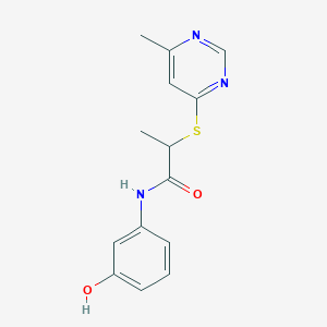 molecular formula C14H15N3O2S B253812 N-(3-hydroxyphenyl)-2-(6-methylpyrimidin-4-yl)sulfanylpropanamide 
