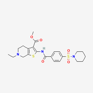 molecular formula C23H29N3O5S2 B2538148 methyl 6-ethyl-2-[4-(piperidine-1-sulfonyl)benzamido]-4H,5H,6H,7H-thieno[2,3-c]pyridine-3-carboxylate CAS No. 449767-36-6