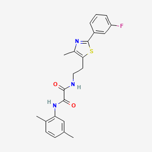 molecular formula C22H22FN3O2S B2538168 N'-(2,5-dimethylphenyl)-N-{2-[2-(3-fluorophenyl)-4-methyl-1,3-thiazol-5-yl]ethyl}ethanediamide CAS No. 895804-66-7