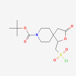 molecular formula C14H22ClNO6S B2538247 Tert-butyl 1-[(chlorosulfonyl)methyl]-3-oxo-2-oxa-8-azaspiro[4.5]decane-8-carboxylate CAS No. 2228693-26-1